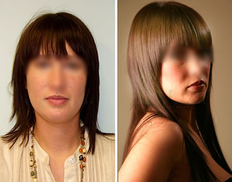 Hair extensions before and after