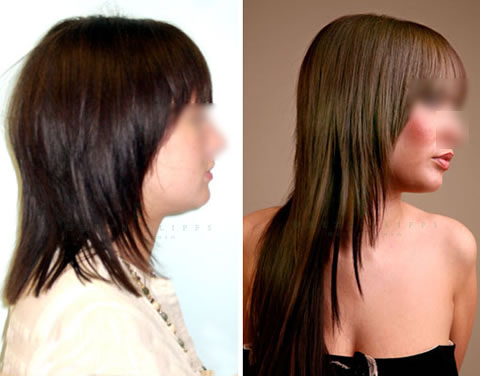 Hair extensions before and after