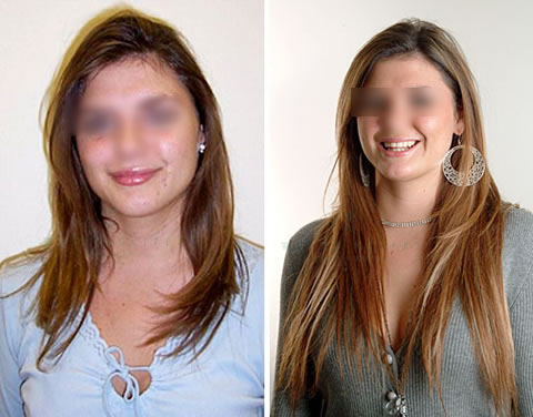 Hair extensions before and after
