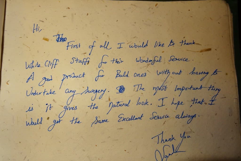 Handwritten testimonial from Varun
